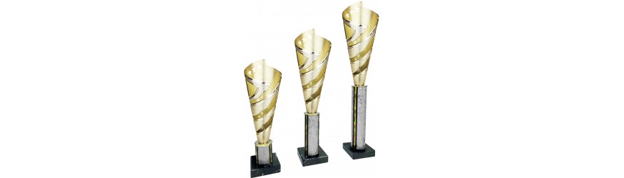 CONICAL CUP TRI COLOUR COLUMN TROPHY